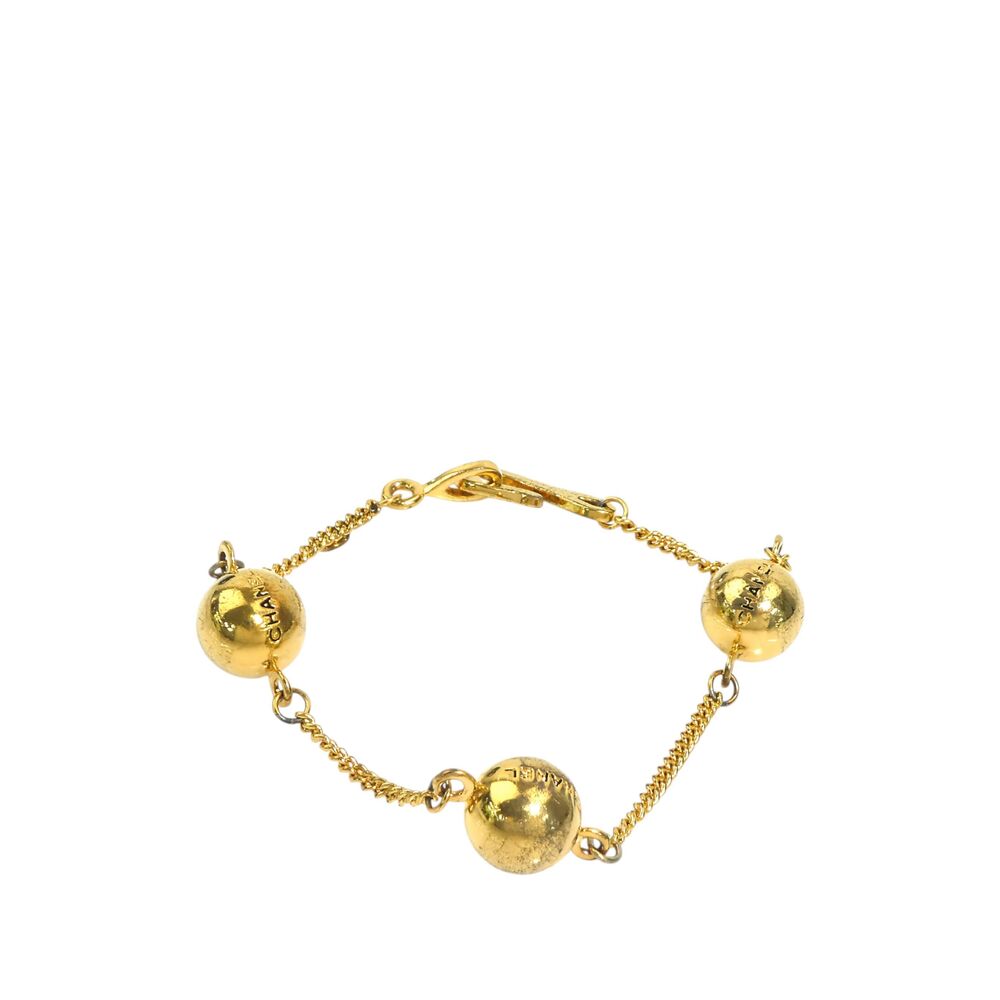 Pre-Loved Chanel Gold Plated Sphere Charm Chain Bracelet